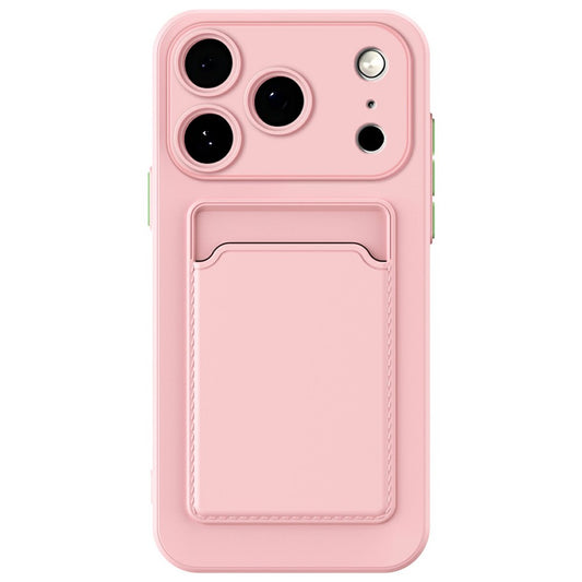 For iPhone 17 Pro Max Case Flexible TPU Phone Cover with Back Card Slot - Pink