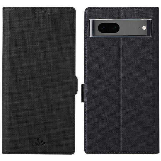 VILI K Series Stand Wallet Phone Cover for Google Pixel 7 5G, Double Magnetic Clasp PU Leather Shockproof Case - Black