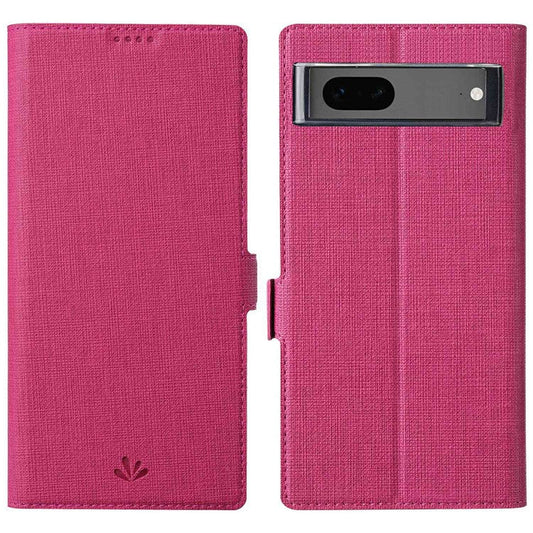 VILI K Series Stand Wallet Phone Cover for Google Pixel 7 5G, Double Magnetic Clasp PU Leather Shockproof Case - Rose
