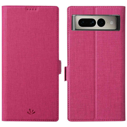 VILI K Series PU Leather Stand Case for Google Pixel 7 Pro 5G, Double Magnetic Clasp Full Protection Phone Wallet Cover - Rose