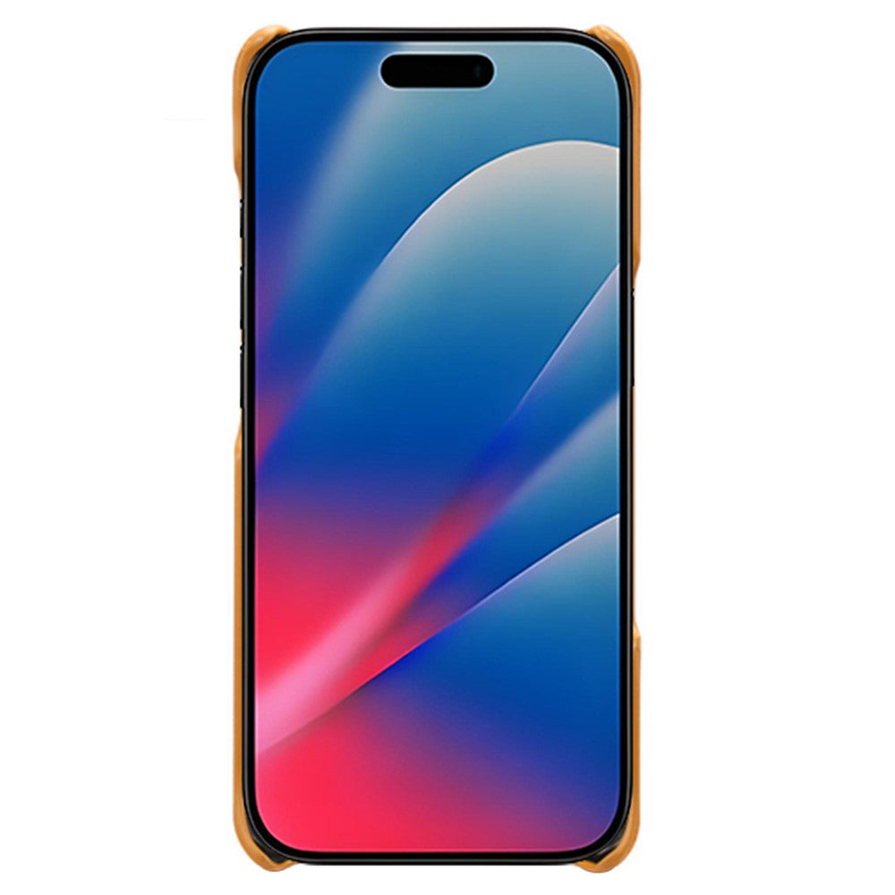 For iPhone 17 Pro Max Case Calf Texture PU Leather Hard PC Protective Phone Cover - Orange