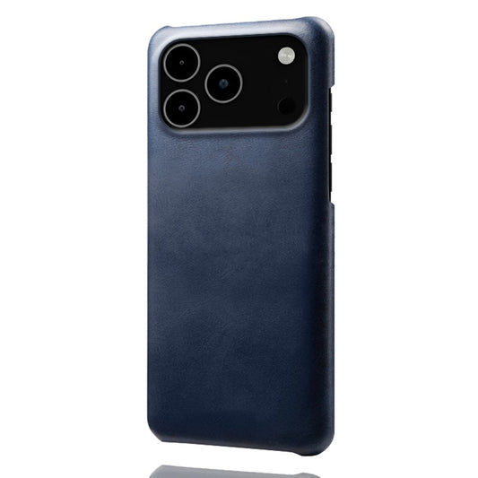 For iPhone 17 Pro Max Case Calf Texture PU Leather Hard PC Protective Phone Cover - Blue