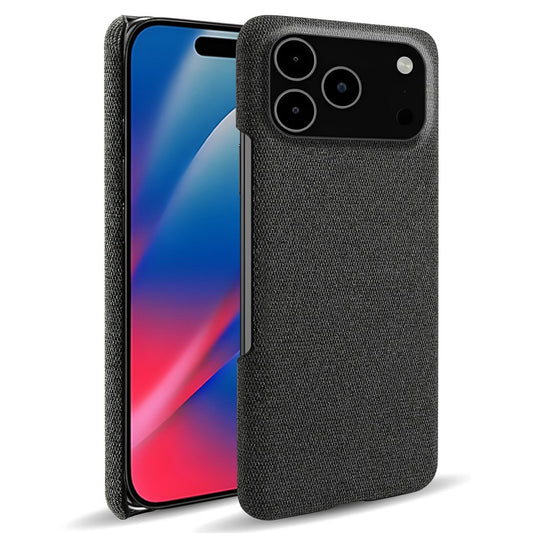 For iPhone 17 Pro Max Phone Case Cloth Texture Anti-Scratch Protective PC Back Cover - Black