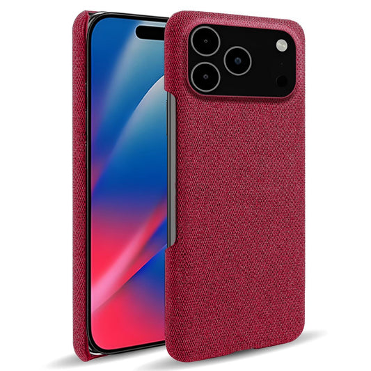 For iPhone 17 Pro Max Phone Case Cloth Texture Anti-Scratch Protective PC Back Cover - Red