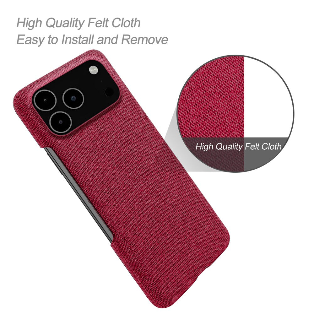 For iPhone 17 Pro Max Phone Case Cloth Texture Anti-Scratch Protective PC Back Cover - Red