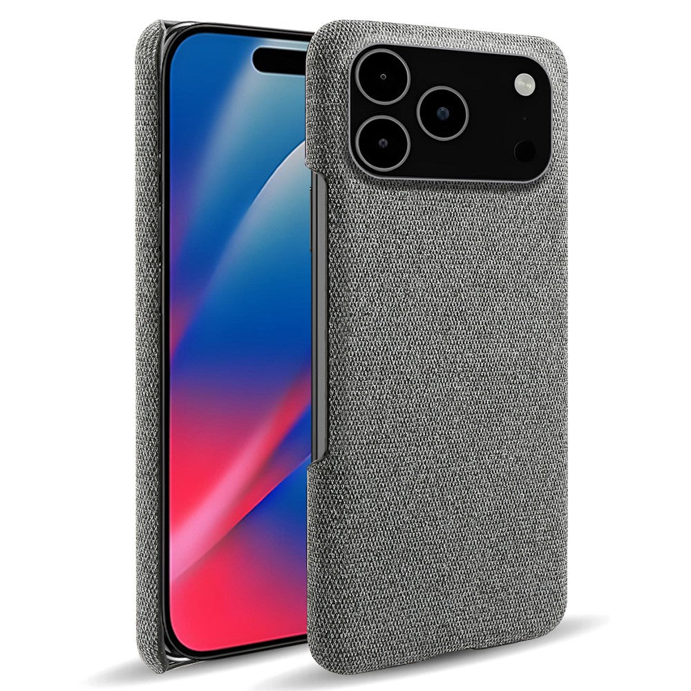 For iPhone 17 Pro Max Phone Case Cloth Texture Anti-Scratch Protective PC Back Cover - Grey