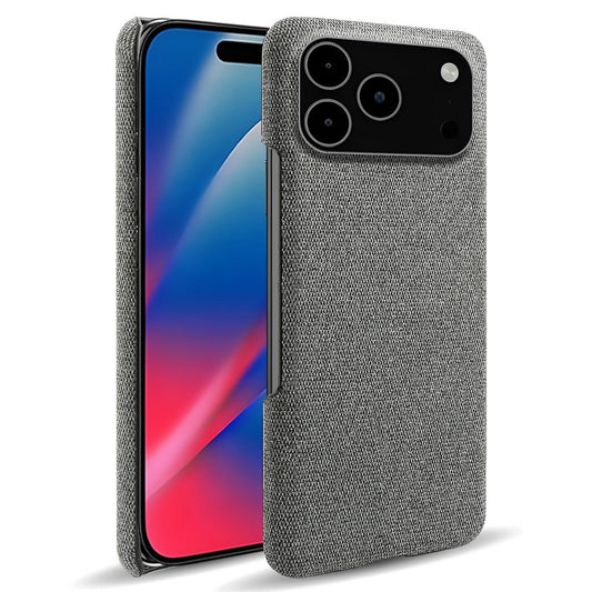 For iPhone 17 Pro Max Phone Case Cloth Texture Anti-Scratch Protective PC Back Cover - Grey