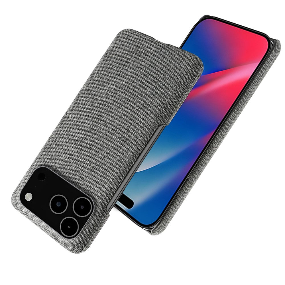 For iPhone 17 Pro Max Phone Case Cloth Texture Anti-Scratch Protective PC Back Cover - Grey