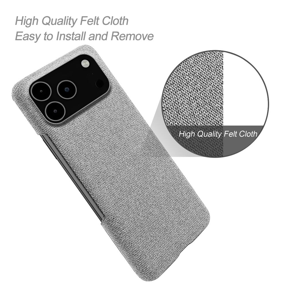 For iPhone 17 Pro Max Phone Case Cloth Texture Anti-Scratch Protective PC Back Cover - Light Grey