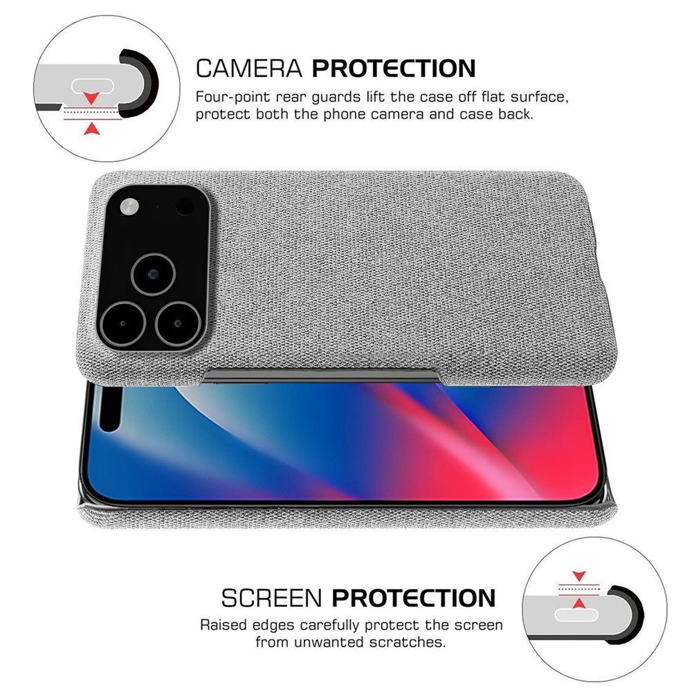 For iPhone 17 Pro Max Phone Case Cloth Texture Anti-Scratch Protective PC Back Cover - Light Grey