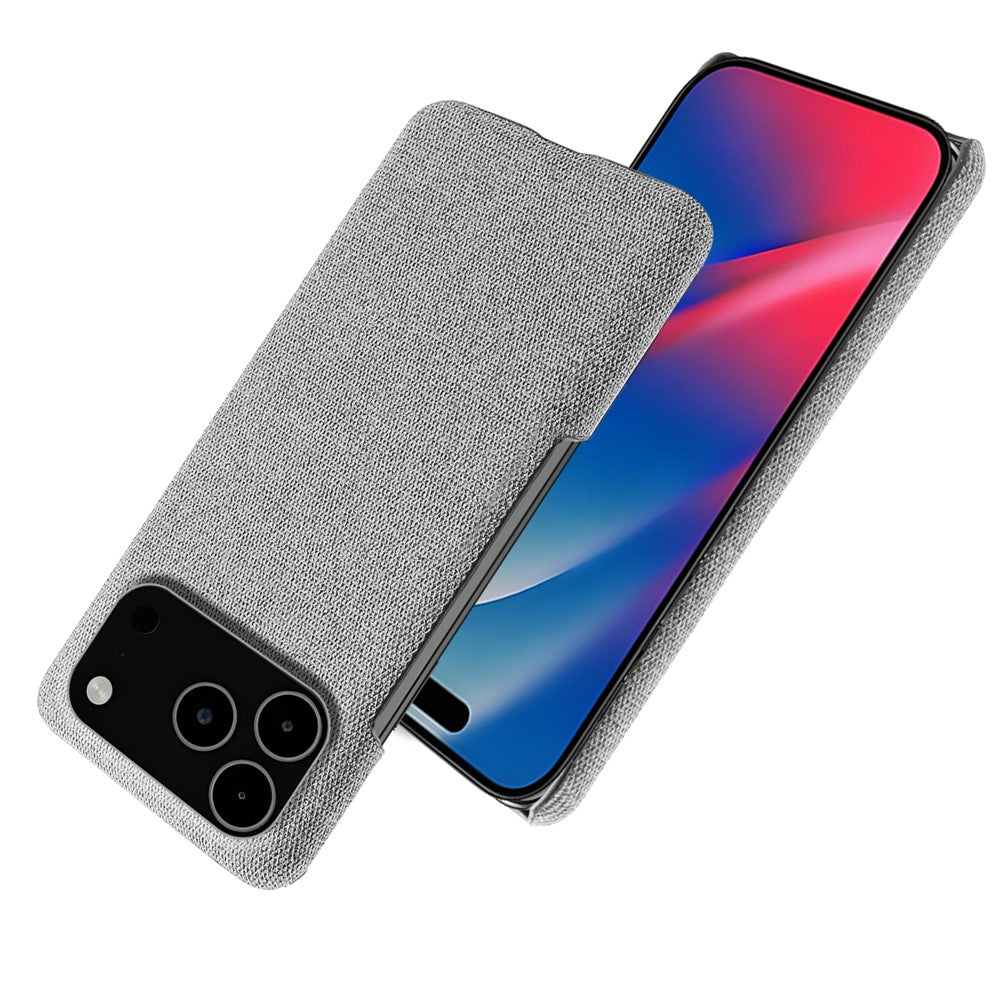 For iPhone 17 Pro Max Phone Case Cloth Texture Anti-Scratch Protective PC Back Cover - Light Grey