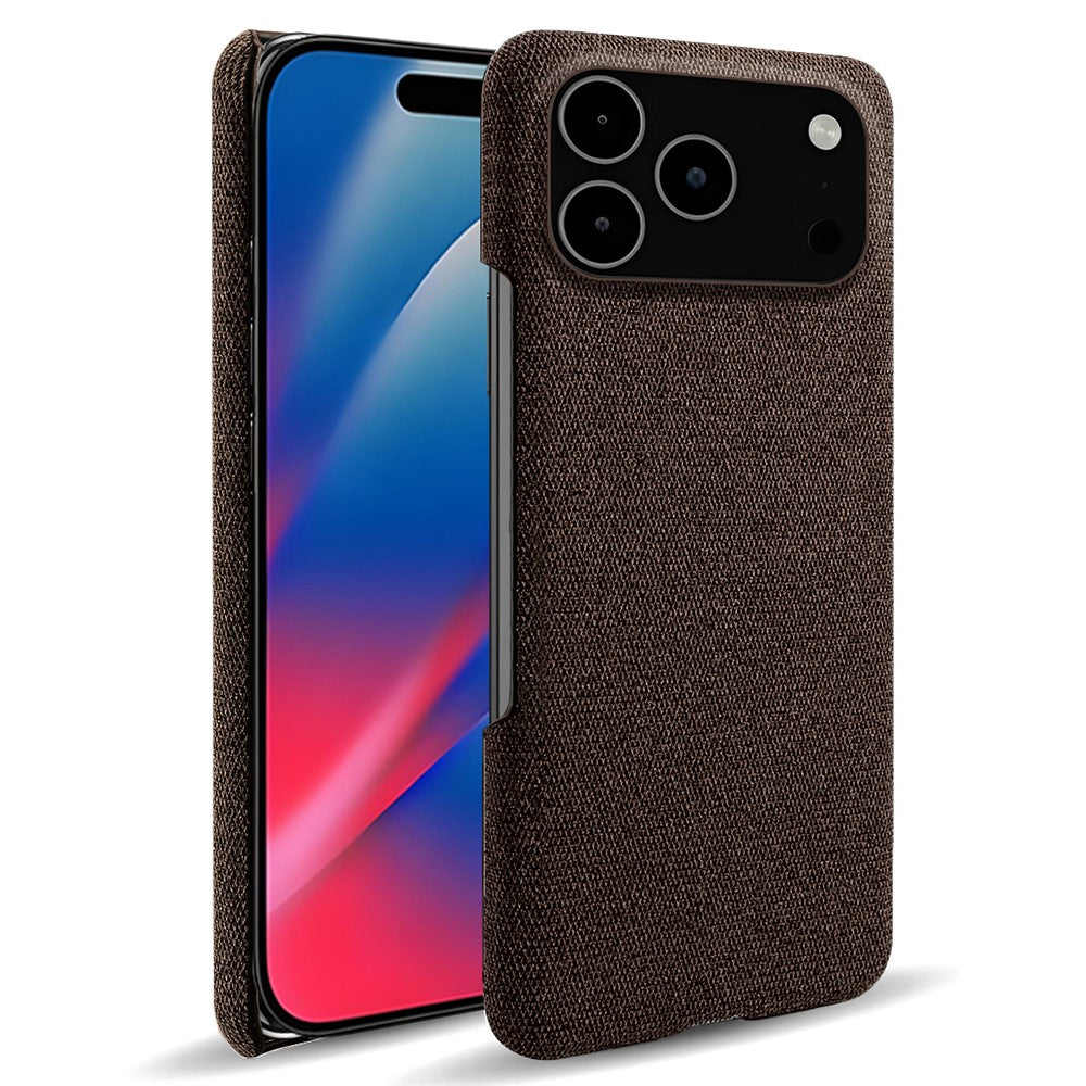For iPhone 17 Pro Max Phone Case Cloth Texture Anti-Scratch Protective PC Back Cover - Brown