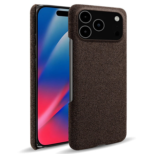 For iPhone 17 Pro Max Phone Case Cloth Texture Anti-Scratch Protective PC Back Cover - Brown