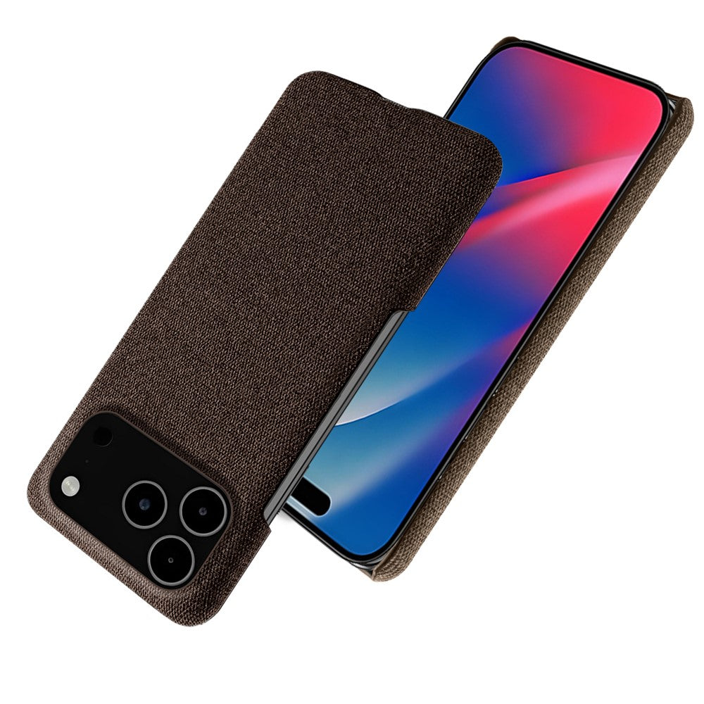 For iPhone 17 Pro Max Phone Case Cloth Texture Anti-Scratch Protective PC Back Cover - Brown