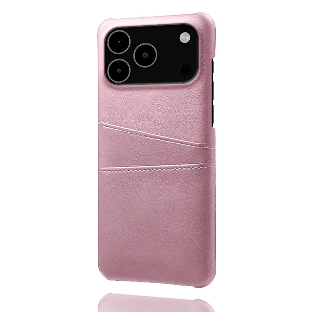 For iPhone 17 Pro Max Case Dual Card Slots PU Leather + Hard PC Phone Cover - Rose Gold