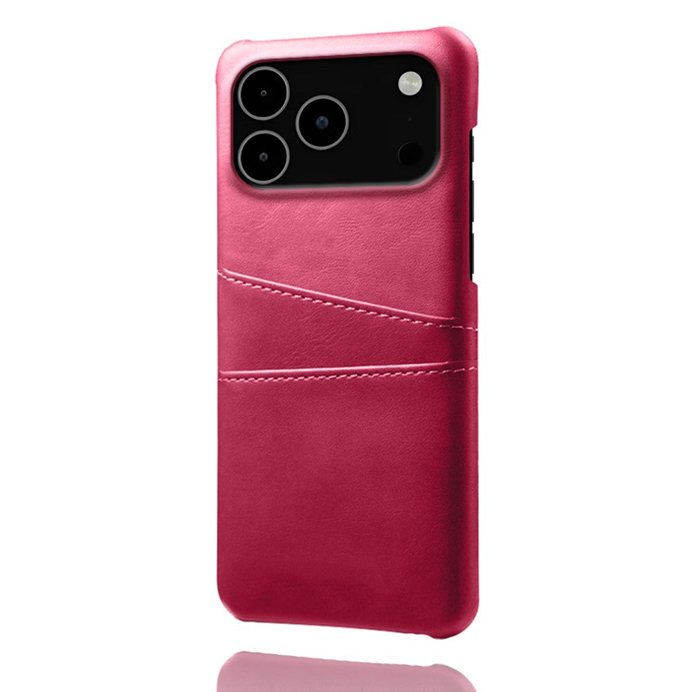 For iPhone 17 Pro Max Case Dual Card Slots PU Leather + Hard PC Phone Cover - Rose
