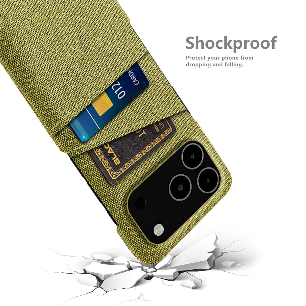 For iPhone 17 Pro Max Case Cloth + Hard PC Phone Cover with Dual Card Slots - Yellow