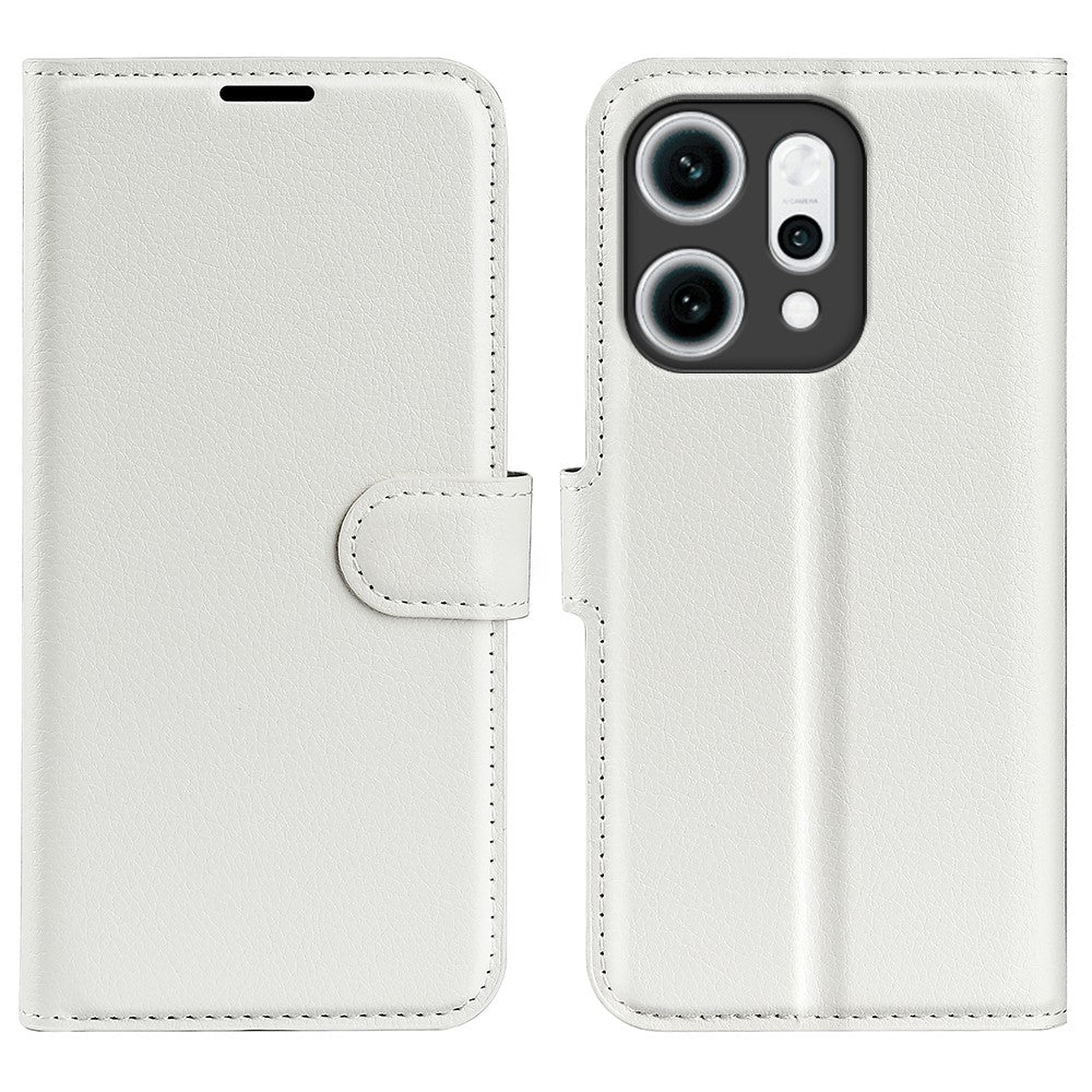 For Oppo Reno14 Pro 5G (China) / Oppo Reno14 Pro 5G (Global) Case Litchi Texture Shockproof Leather Wallet Phone Cover - White