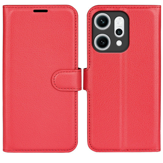 For Oppo Reno14 Pro 5G (China) / Oppo Reno14 Pro 5G (Global) Case Litchi Texture Shockproof Leather Wallet Phone Cover -  Red