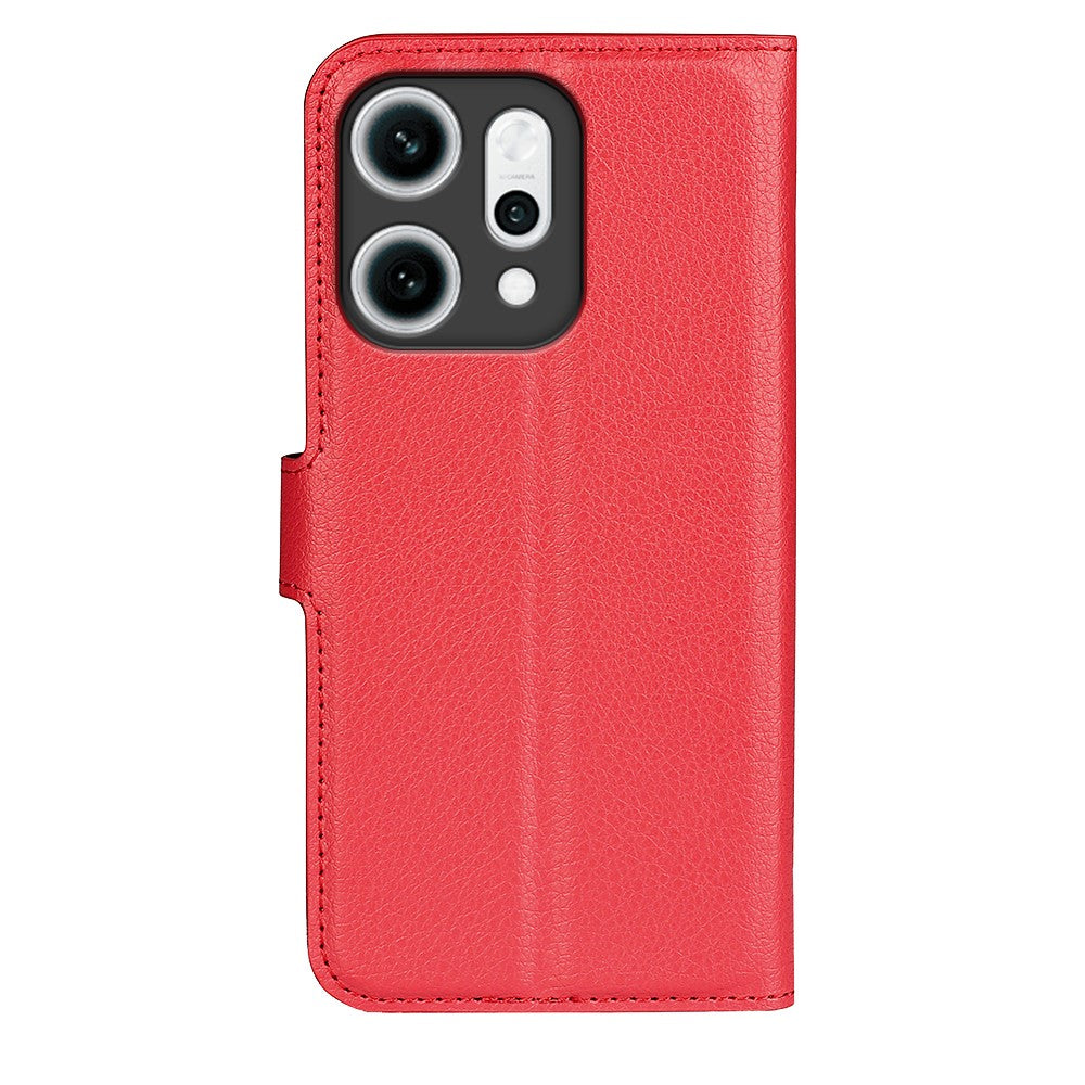 For Oppo Reno14 Pro 5G (China) / Oppo Reno14 Pro 5G (Global) Case Litchi Texture Shockproof Leather Wallet Phone Cover -  Red