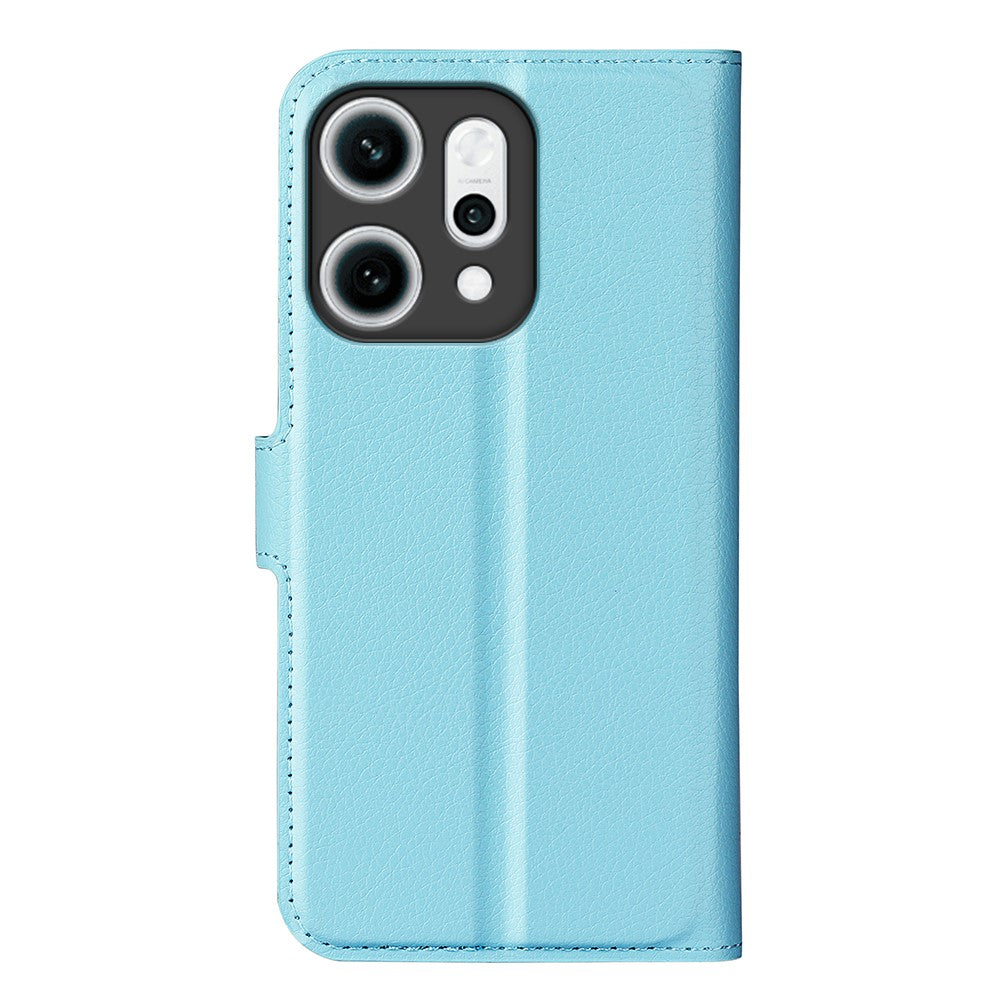 For Oppo Reno14 Pro 5G (China) / Oppo Reno14 Pro 5G (Global) Case Litchi Texture Shockproof Leather Wallet Phone Cover - Blue
