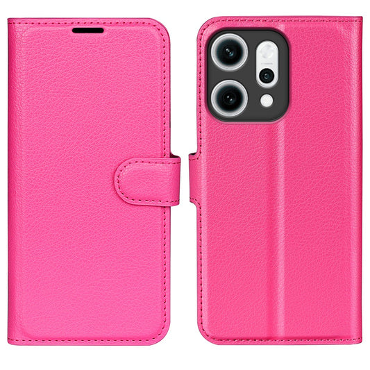 For Oppo Reno14 Pro 5G (China) / Oppo Reno14 Pro 5G (Global) Case Litchi Texture Shockproof Leather Wallet Phone Cover - Rose Red