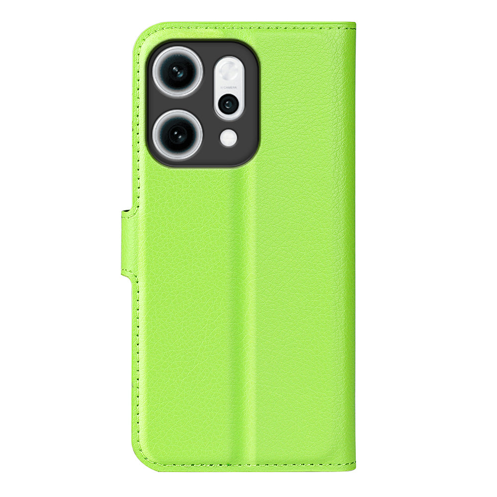 For Oppo Reno14 5G (China) / Oppo Reno14 5G (Global) Case Litchi Texture Shockproof Leather Wallet Phone Cover - Green