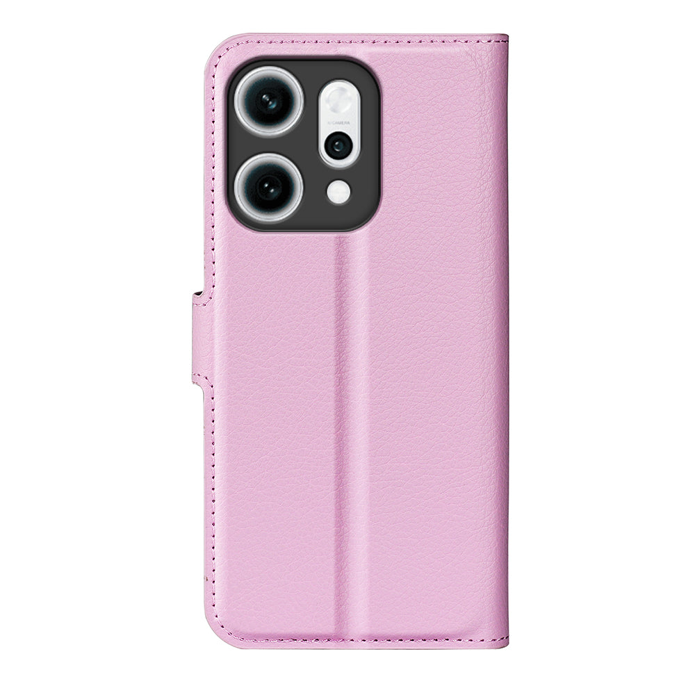 For Oppo Reno14 5G (China) / Oppo Reno14 5G (Global) Case Litchi Texture Shockproof Leather Wallet Phone Cover -  Pink