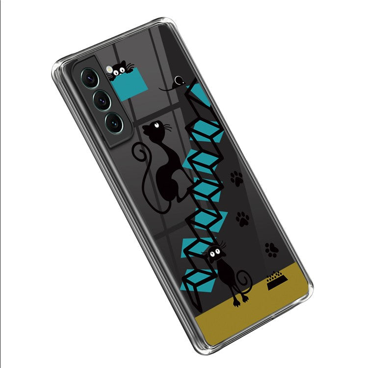 Flexible TPU Case for Samsung Galaxy S23, Stylish Pattern Printing IMD Phone Protective Back Cover - Cat and Mouse