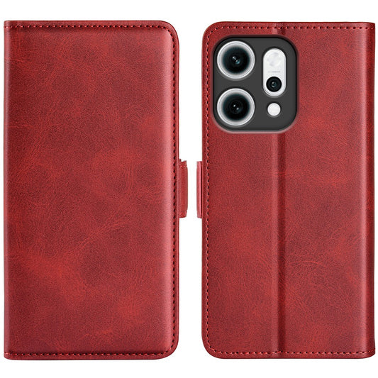 For Oppo Reno14 Pro 5G (Global) Case Calf Texture Leather Wallet Phone Cover - Red