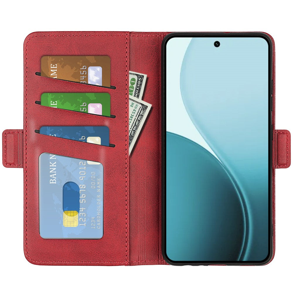 For Oppo Reno14 Pro 5G (Global) Case Calf Texture Leather Wallet Phone Cover - Red