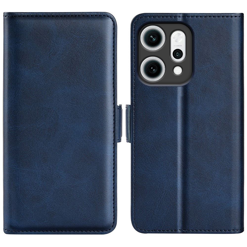 For Oppo Reno14 Pro 5G (Global) Case Calf Texture Leather Wallet Phone Cover -  Blue