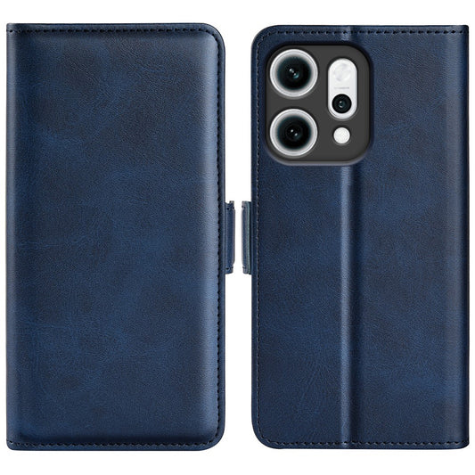 For Oppo Reno14 Pro 5G (Global) Case Calf Texture Leather Wallet Phone Cover -  Blue