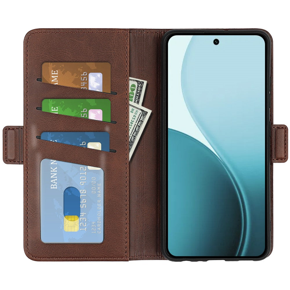 For Oppo Reno14 Pro 5G (Global) Case Calf Texture Leather Wallet Phone Cover - Brown