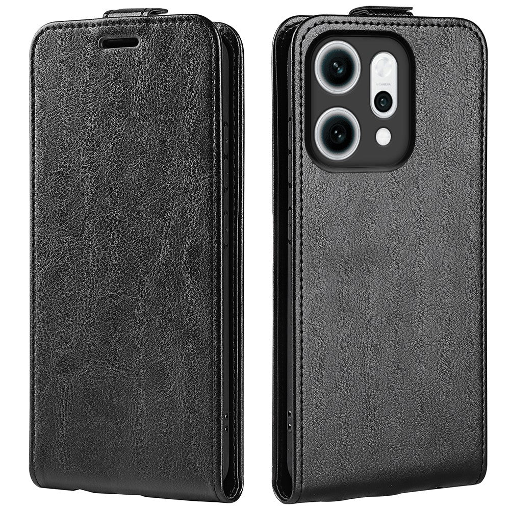 For Oppo Reno14 Pro 5G (Global) Case with Card Slots Vertical Flip Leather Phone Cover - Brown - Black
