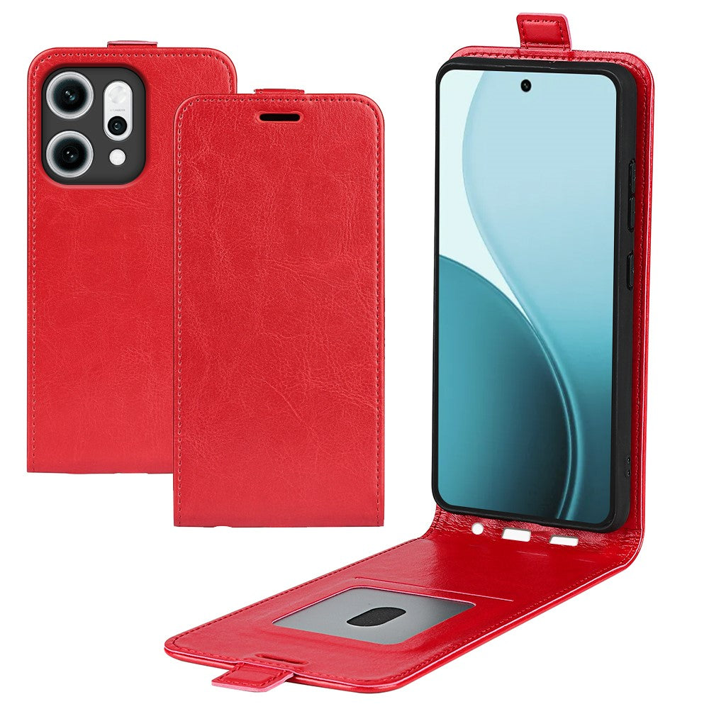 For Oppo Reno14 Pro 5G (Global) Case with Card Slots Vertical Flip Leather Phone Cover - Brown -  Red