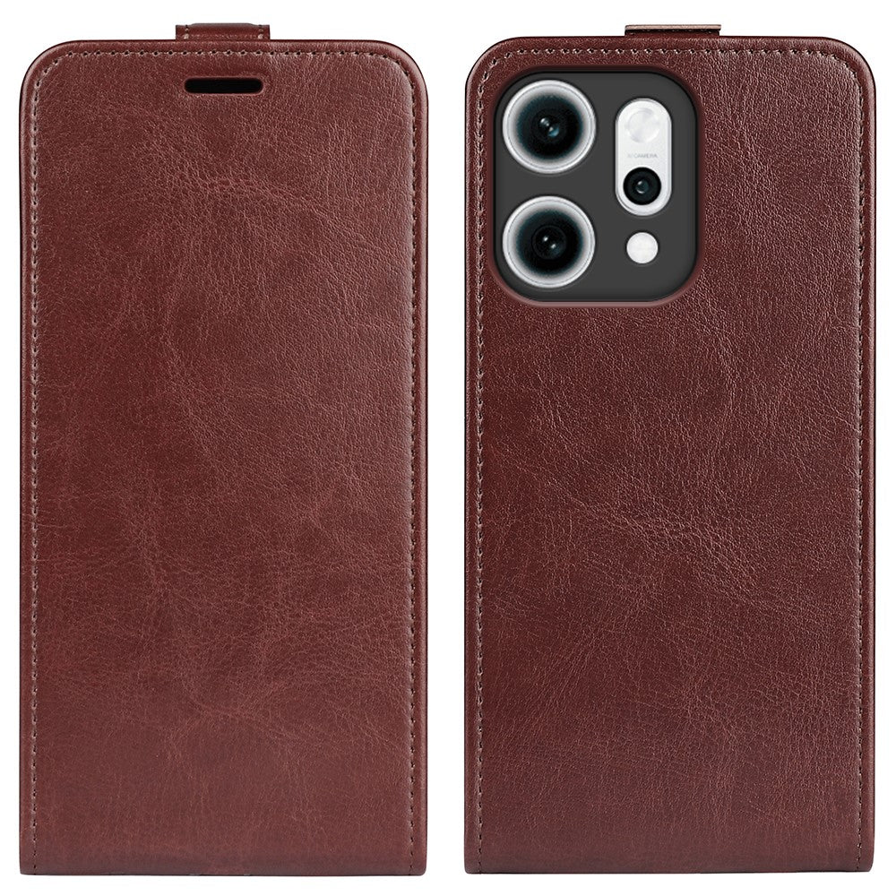 For Oppo Reno14 Pro 5G (Global) Case with Card Slots Vertical Flip Leather Phone Cover - Brown - Brown
