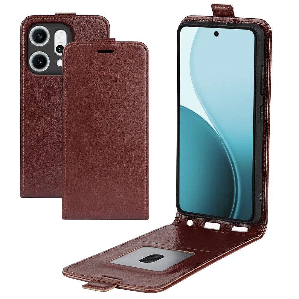 For Oppo Reno14 Pro 5G (Global) Case with Card Slots Vertical Flip Leather Phone Cover - Brown - Brown
