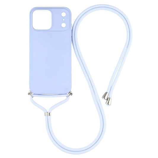 For iPhone 17 Pro Max Case Soft TPU Fiber Lining Phone Cover with Shoulder Strap - Light Purple