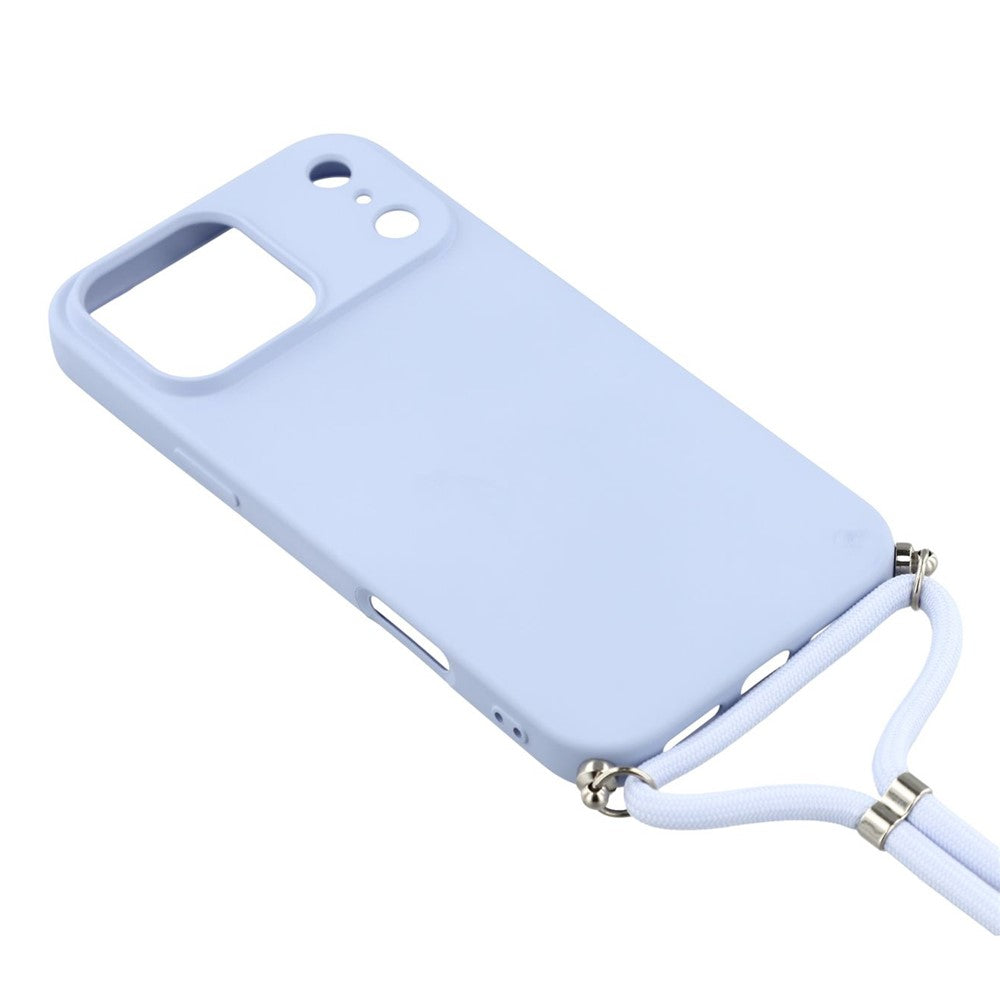 For iPhone 17 Pro Max Case Soft TPU Fiber Lining Phone Cover with Shoulder Strap - Light Purple