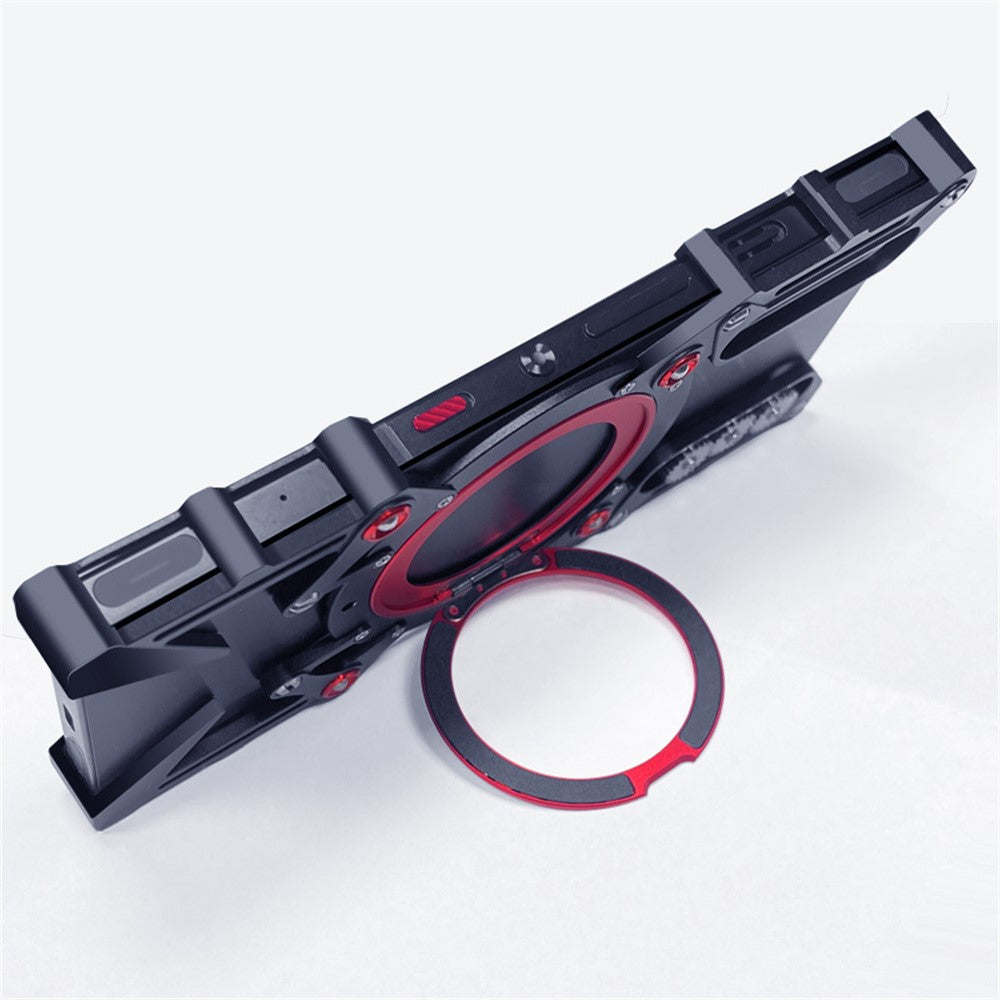 For Oppo Reno14 Pro 5G (Global) Bumper Case Kickstand Aluminum Alloy Magnetic Phone Cover with Wrist Strap - Black