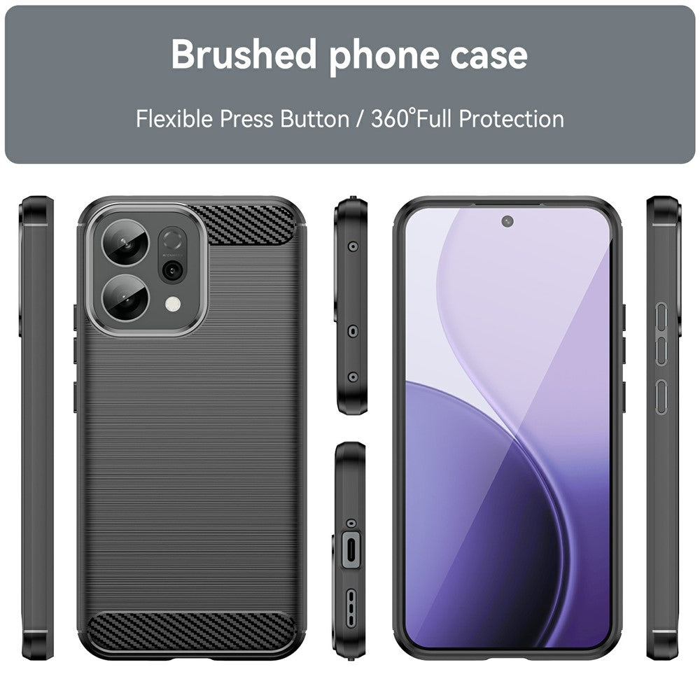 For Oppo Reno14 5G (Global) / Reno14 F 5G Case Protective Phone Cover Carbon Fiber Texture Brushed - Black