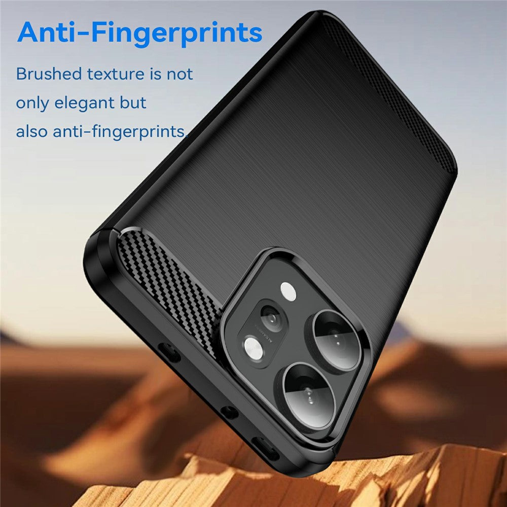 For Oppo Reno14 Pro 5G (Global) Case Protective Phone Cover Carbon Fiber Texture Brushed - Black