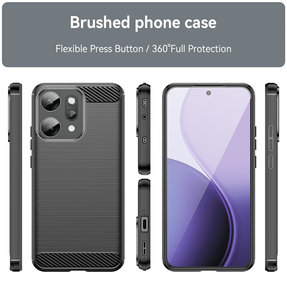 For Oppo Reno14 Pro 5G (Global) Case Protective Phone Cover Carbon Fiber Texture Brushed - Black