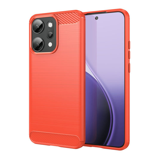 For Oppo Reno14 Pro 5G (Global) Case Protective Phone Cover Carbon Fiber Texture Brushed - Red