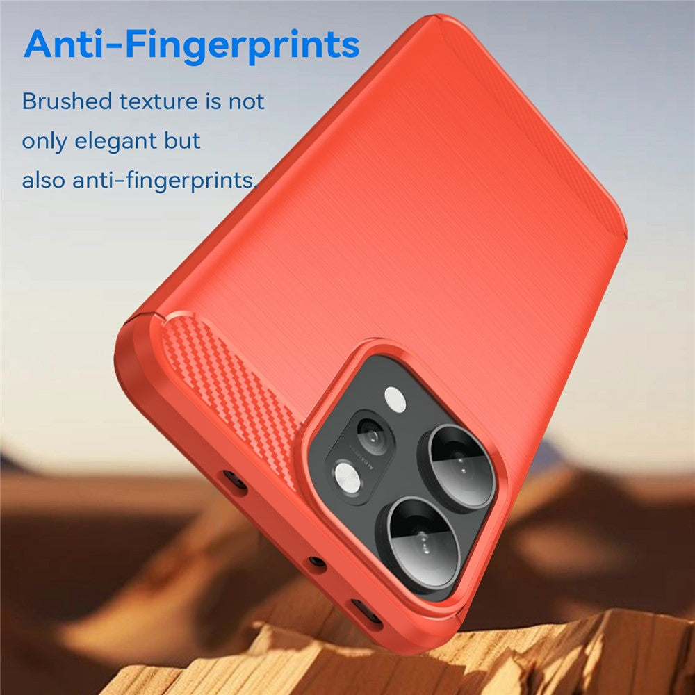 For Oppo Reno14 Pro 5G (Global) Case Protective Phone Cover Carbon Fiber Texture Brushed - Red