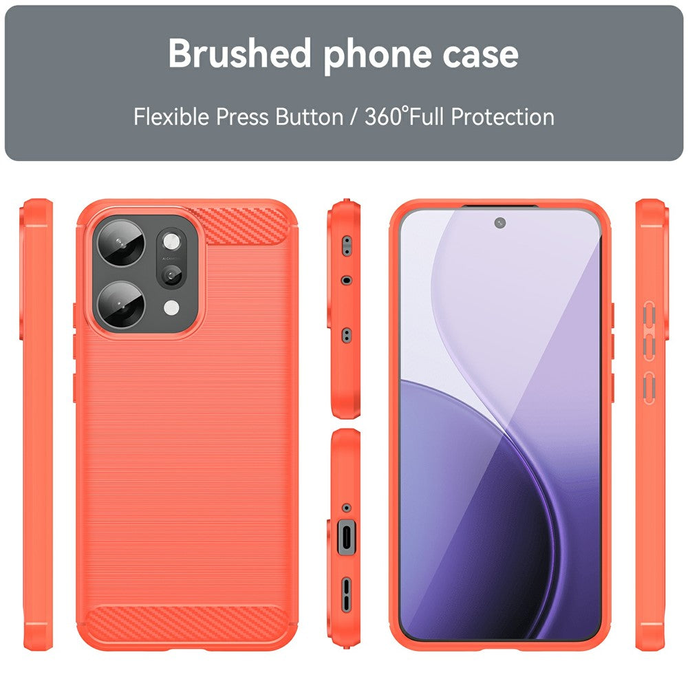 For Oppo Reno14 Pro 5G (Global) Case Protective Phone Cover Carbon Fiber Texture Brushed - Red