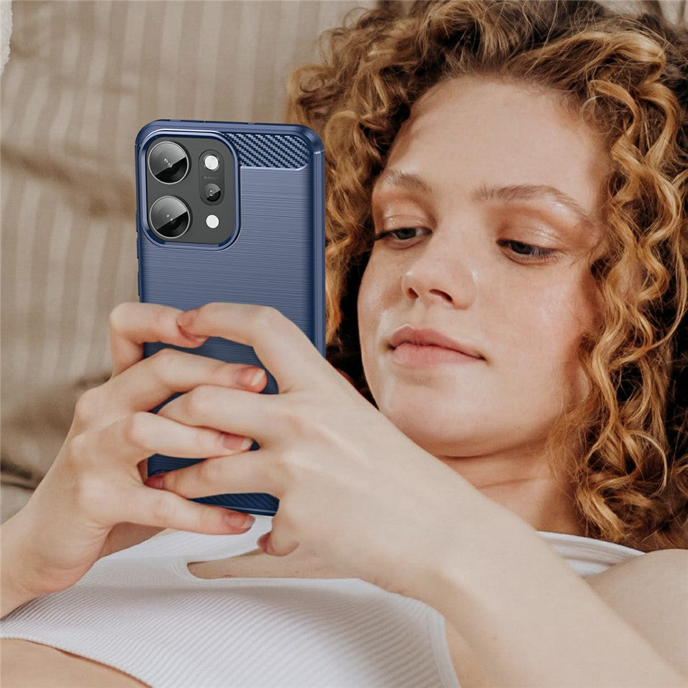 For Oppo Reno14 Pro 5G (Global) Case Protective Phone Cover Carbon Fiber Texture Brushed - Blue