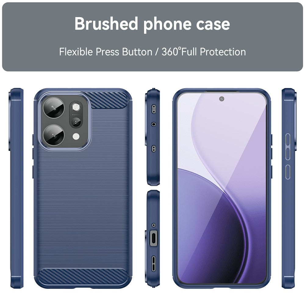 For Oppo Reno14 Pro 5G (Global) Case Protective Phone Cover Carbon Fiber Texture Brushed - Blue