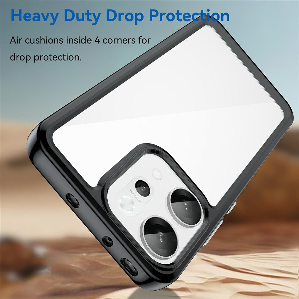 For Oppo Reno14 Pro 5G (Global) Case TPU + Acrylic Protective Clear Phone Cover - Black